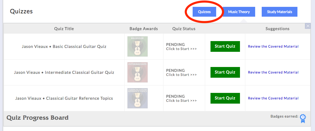 classical guitar quizzes