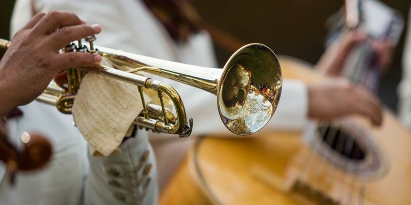 trumpet mariachi band with mariachi band instruments