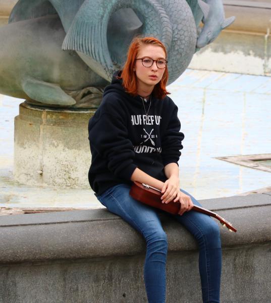 Girl with Ukulele in London
