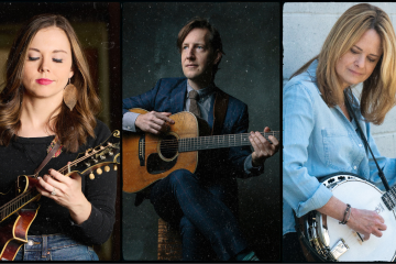 sierra hull playing mandolin, chris eldridge playing guitar, alison brown playing banjo