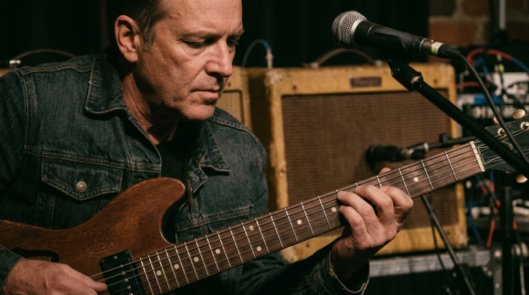 a blues guitar player demonstrates blues turnarounds