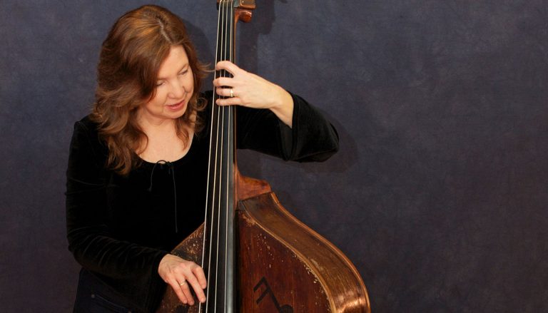 Missy Raines demonstrates playing in 3/4 time on her upright bass in the studio